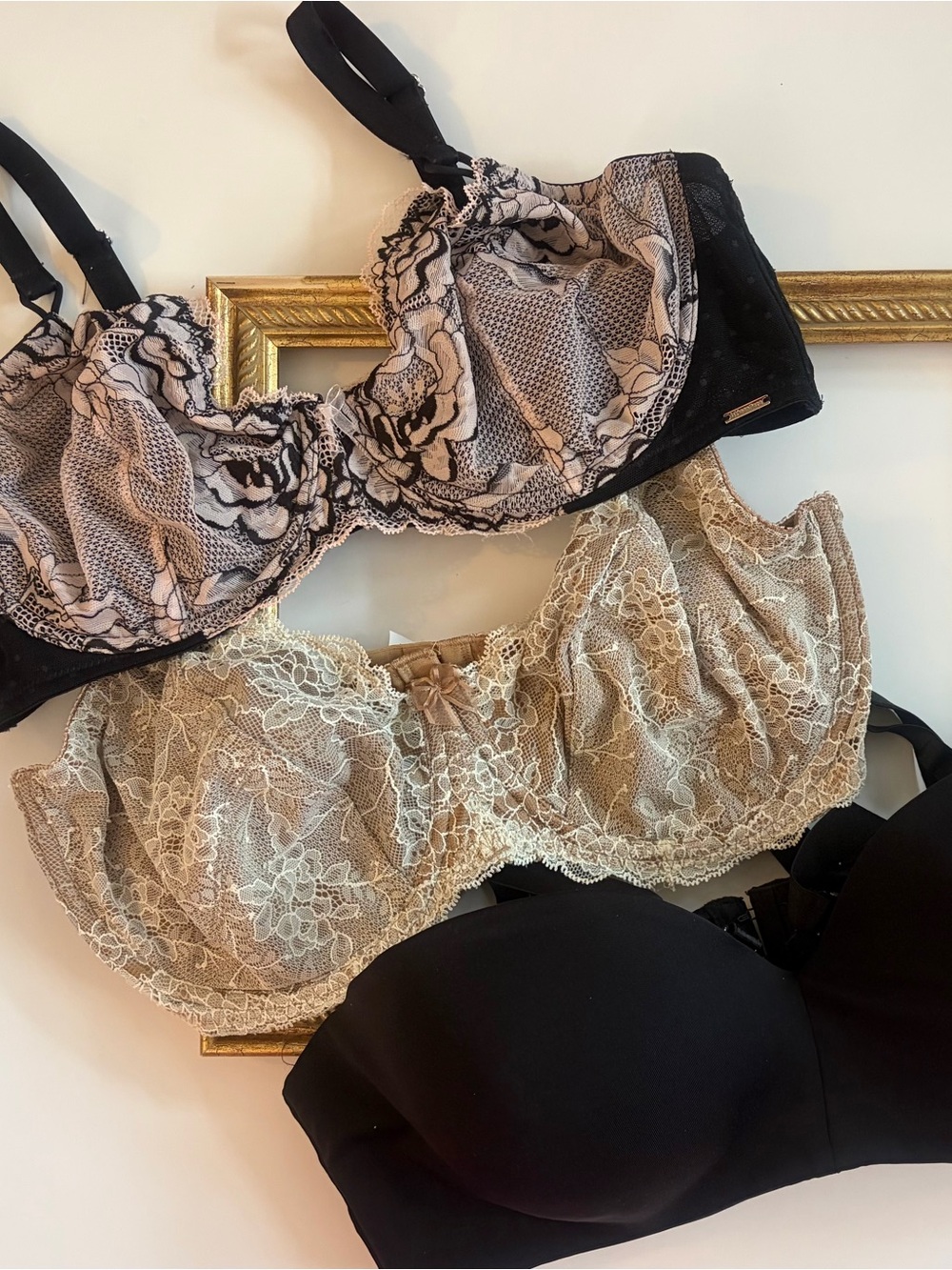 Bundle value Women's Lace & Floral Underwire Bra - Black and Beige size 38D